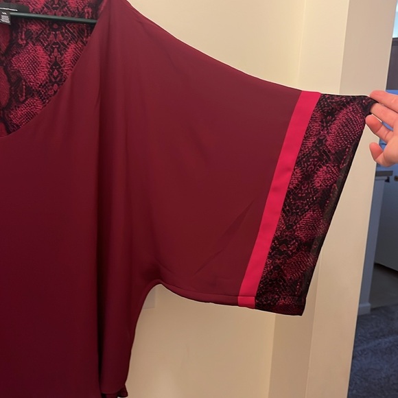 White House Black Market Red 3/4 Sleeve Embellished Blouse - Picture 9 of 12